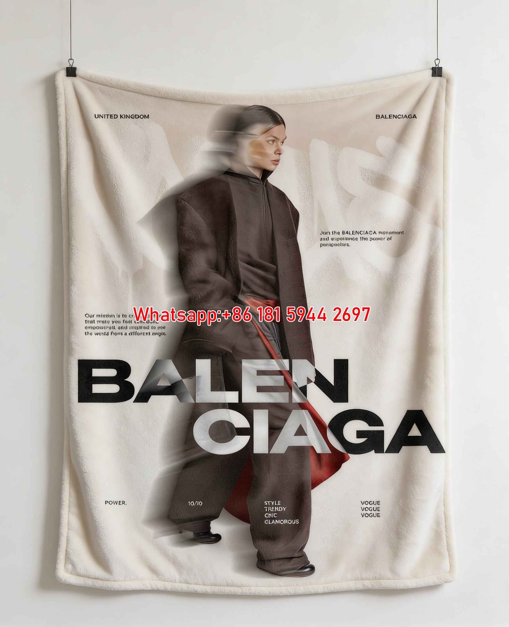 Balenciaga Motion Blur UK Edition Flannel Sofa Throw Blanket for Wall Hanging BA087